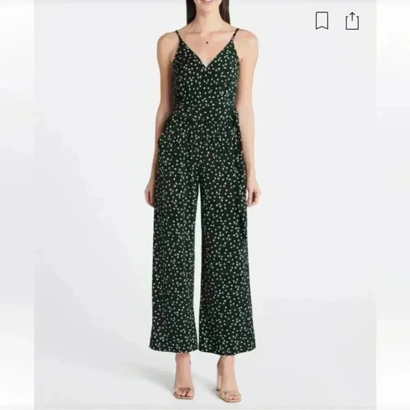 Kaileigh Rochelle Green Floral  Knit Jumpsuit NWOT XLP  Petite Fall Colors - Picture 1 of 8